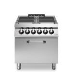 Cucina elettrica, 4 piastre quadre, forno elettrico ventilato