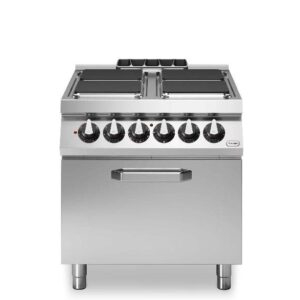 Cucina elettrica, 4 piastre quadre, forno elettrico ventilato